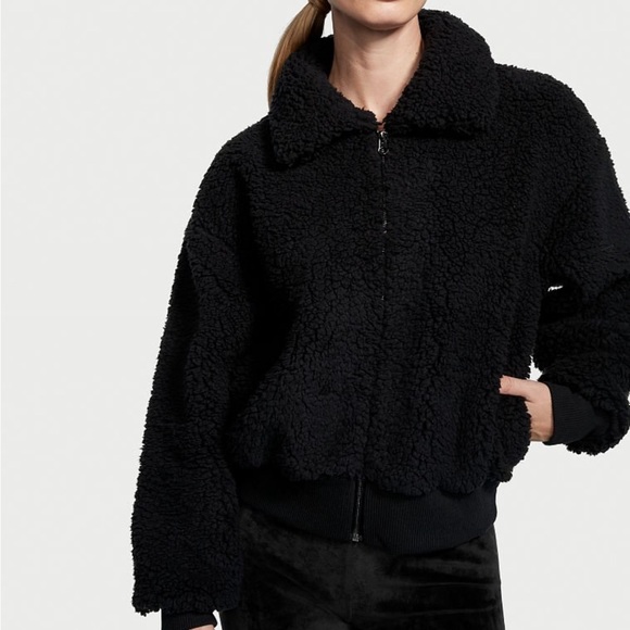 VICTORIA'S SECRET Plush Fleece Front-Zip Jacket | LARGE - Picture 1 of 8